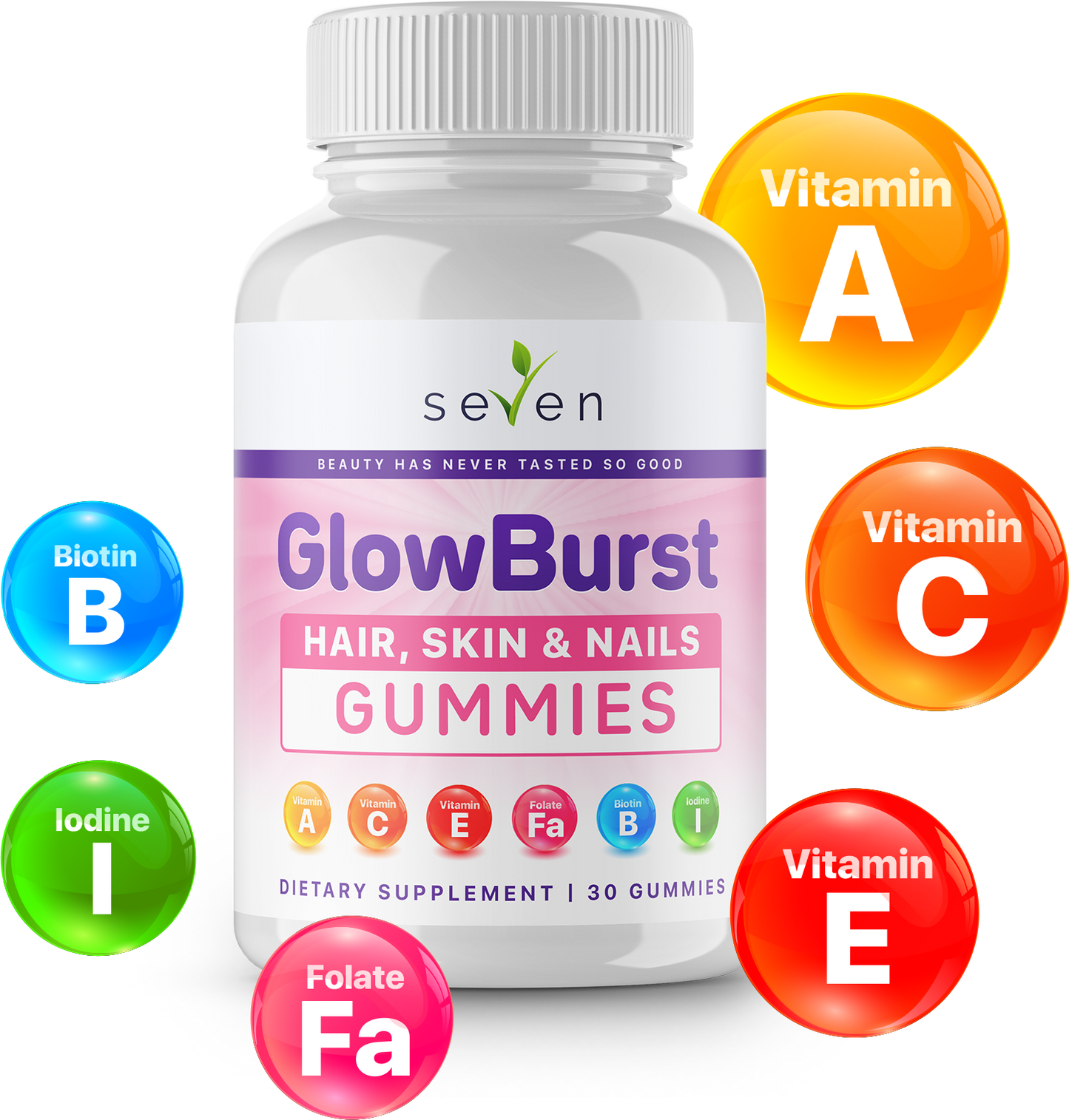 GlowBurst Hair, Skin & Nails Gummies - Premium Beauty Support Formula