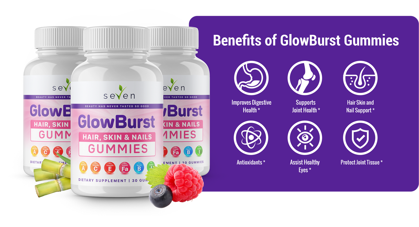 GlowBurst Hair, Skin & Nails Gummies - Premium Beauty Support Formula