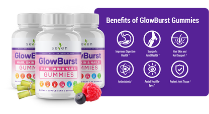 GlowBurst Hair, Skin & Nails Gummies - Premium Beauty Support Formula