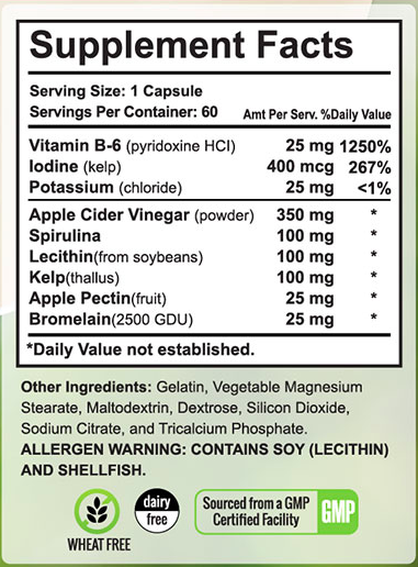 Premium Apple Cider Vinegar Pills with Spirulina & Kelp