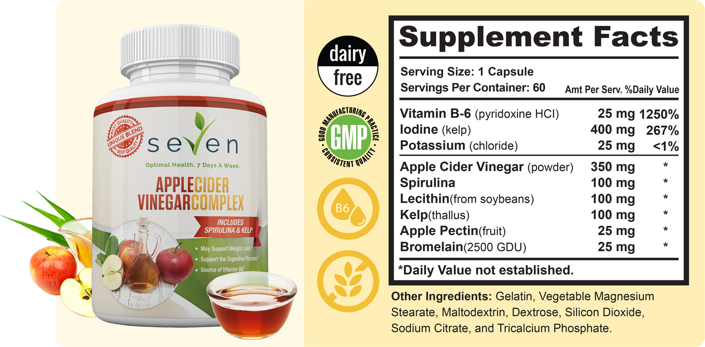 Premium Apple Cider Vinegar Pills with Spirulina & Kelp